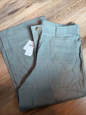 NWT J. Jill Willow Linen Pant, olive green